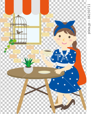 カフェにいる女性 86230711