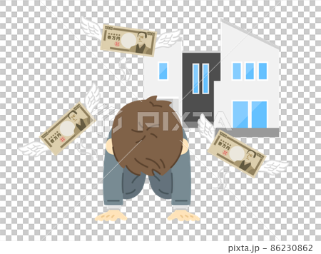 Illustration of a disappointed man in mortgage hell Illustration of a disappointed man in mortgage hell 86230862