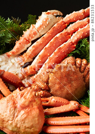 タラバガニ、ズワイガニ、毛ガニ カニ3種盛り合わせ タラバガニ、ズワイガニ、毛ガニ カニ3種盛り合わせ 86231533