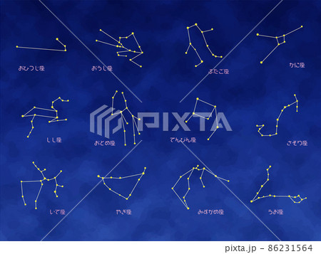 星占い、十二星座の星のアイコンセット、日本語 星占い、十二星座の星のアイコンセット、日本語 86231564