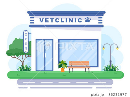 Veterinary Clinic Doctor Examining, Vaccination and Health care for Pets Like Dogs and Cats in Flat Cartoon Background Vector Illustration for Poster or Banner 86231977