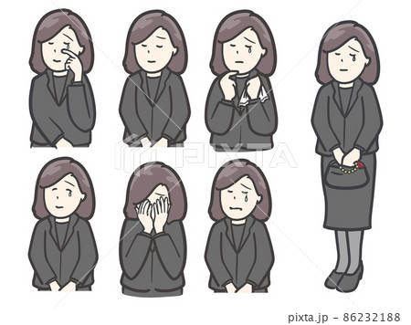 ブラックフォーマルを着たの女性の表情いろいろセット ブラックフォーマルを着たの女性の表情いろいろセット 86232188