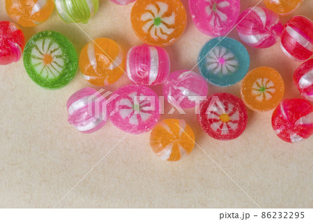 和風のカラフルな飴の写真素材