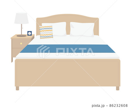 ベッドとベッドサイドチェストのイラスト 86232608