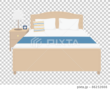 ベッドとベッドサイドチェストのイラスト 86232608