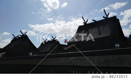 祝日の出雲大社と日本国旗【島根県】 86233015