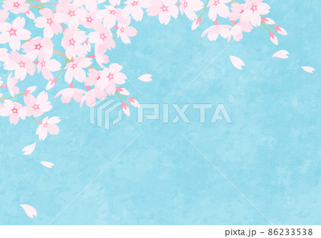 青空と桜の花と花びらのベクターイラスト 86233538