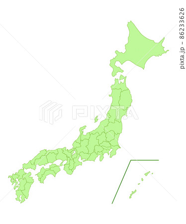 日本地図 日本全土 県境有 黄緑色のイラスト素材 [86233626] - PIXTA