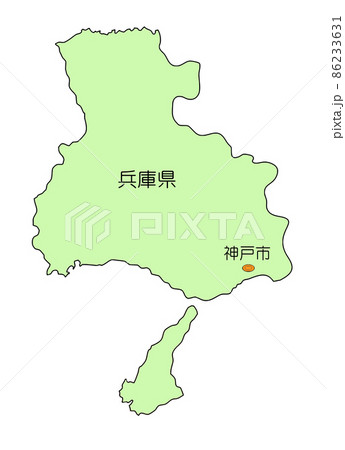 日本地図 兵庫県 のイラスト素材