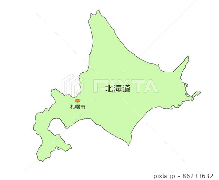 日本地図 北海道のイラスト素材
