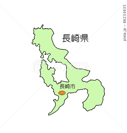 日本地図 長崎県のイラスト素材 [86233635] - PIXTA