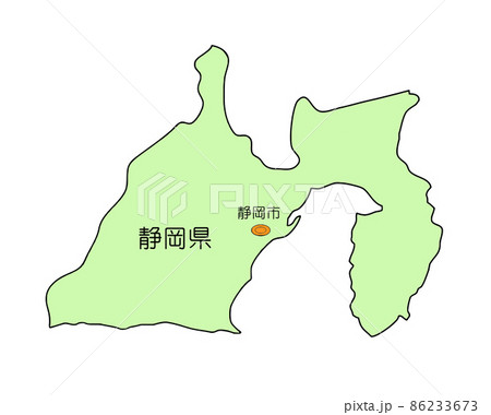 日本地図 静岡県のイラスト素材