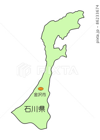 日本地図 石川県のイラスト素材