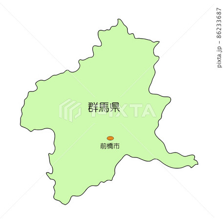 日本地図 群馬県のイラスト素材