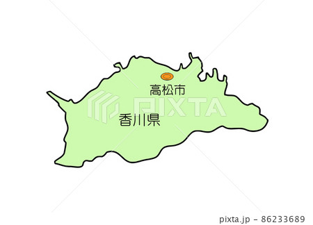 日本地図 香川県のイラスト素材