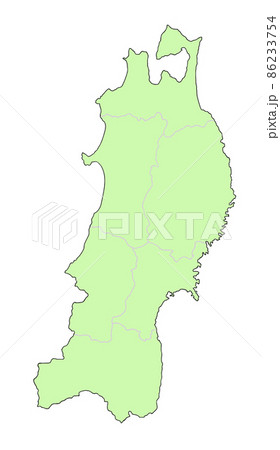 日本地図　東北地方　県名・県庁無し　緑色 86233754