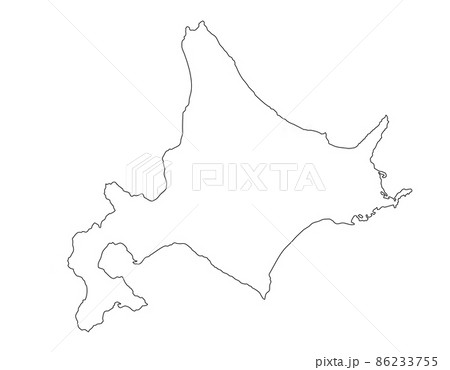 日本地図 北海道地方 道名・道庁無し 白色 日本地図 北海道地方 道名・道庁無し 白色 86233755