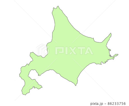日本地図　北海道地方　道名・道庁無し　緑色 86233756