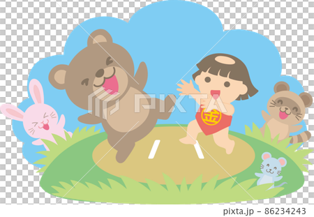 Kintaro wrestling with a bear _ There are animals to watch and a background 86234243
