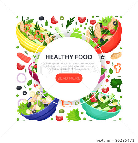 Healthy food web banner. Tasty healty menu, organic natural meal landing page vector illustration Healthy food web banner. Tasty healty menu, organic natural meal landing page vector illustration 86235471
