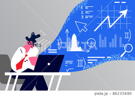 Successful businessman work on computer trade online  86235690
