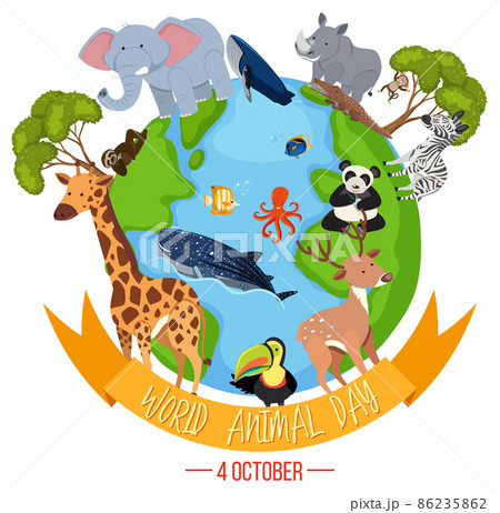 World Animal Day banner with wild animals 86235862