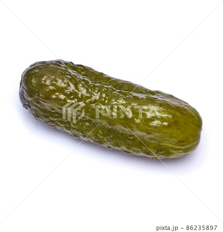 Tasty Whole green cornichon isolated on a white background 86235897