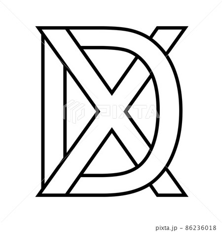 Logo sign dx xd icon nft dx interlaced, letters d x 86236018