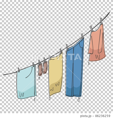 雨に濡れてしまった洗濯物のイラスト 雨に濡れてしまった洗濯物のイラスト 86236259