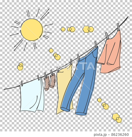 太陽と洗濯物のイラスト 86236260