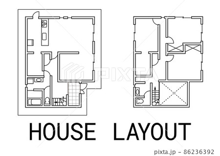 架空の戸建住宅の間取り図 ベクターイラスト 架空の戸建住宅の間取り図 ベクターイラスト 86236392