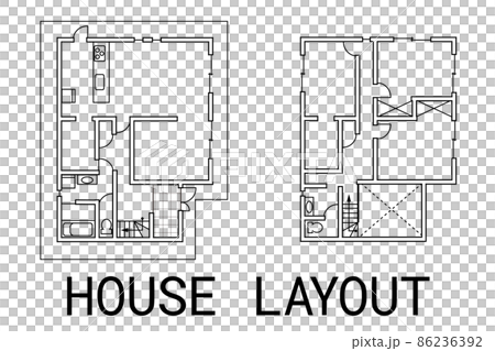 一座虛構的獨立式住宅的平面圖矢量圖 86236392