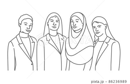 Business women of different nationalities and cultures standing together. 86236989