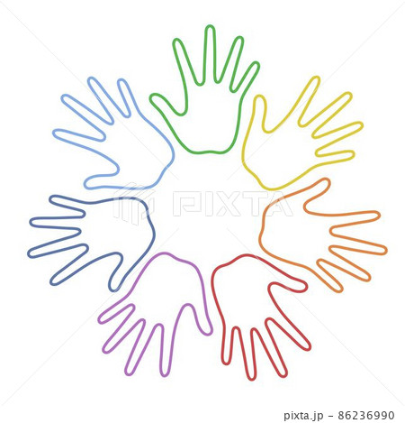 Round of rainbow hands. 86236990