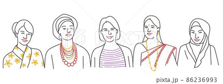 Portraits of women of different nationalities. 86236993