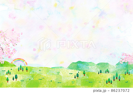 桜 背景素材 水彩イラスト コラージュ 桜 背景素材 水彩イラスト コラージュ 86237072