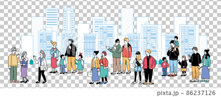 沢山の人々のシンプルなイラスト 86237126