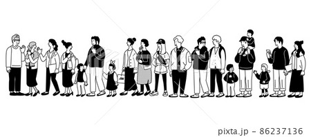 沢山の人々のシンプルなイラスト 86237136