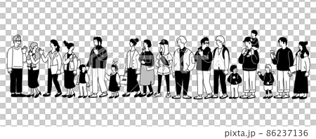 沢山の人々のシンプルなイラスト 86237136