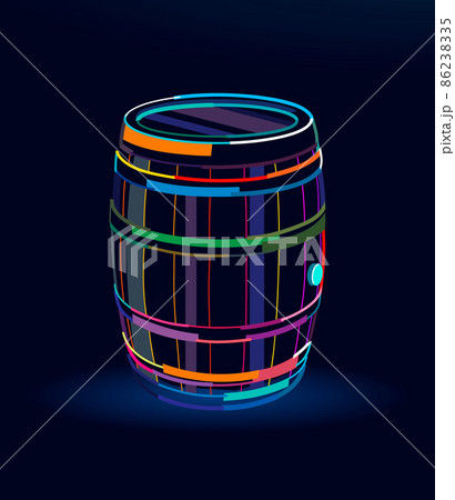 A wooden barrel for storing alcoholic beverages, abstract, colorful drawing A wooden barrel for storing alcoholic beverages, abstract, colorful drawing 86238335