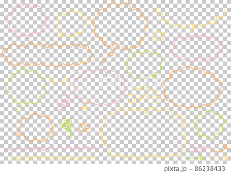 Handwritten fluffy speech bubble set (rough lines) Handwritten fluffy speech bubble set (rough lines) 86238433