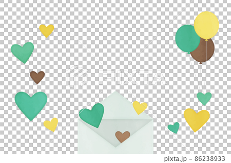 Watercolor style illustration of a heart overflowing from a letter Watercolor style illustration of a heart overflowing from a letter 86238933