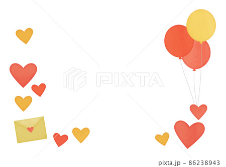 バレンタインの水彩風ハートフレームのイラスト素材 バレンタインの水彩風ハートフレームのイラスト素材