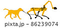 The dog walks on a leash robot dog. The concept of robotic assistants. 86239074