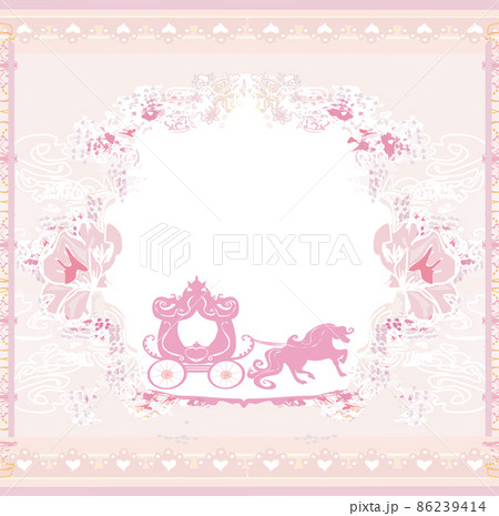 Vintage carriage - pink wedding invitation card Vintage carriage - pink wedding invitation card 86239414