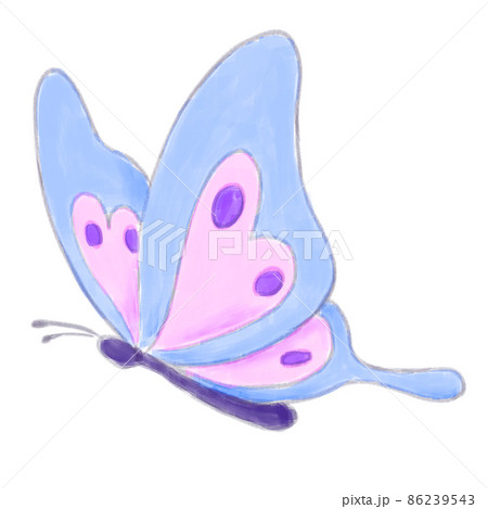 イラスト素材 水彩で描いた蝶 青紫のイラスト素材