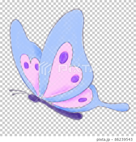 插圖素材，水彩畫的蝴蝶，藍紫色 86239543