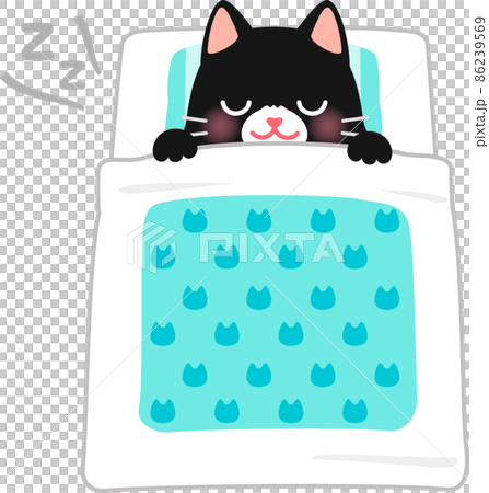 Cat character sleeping on a futon Cat character sleeping on a futon 86239569