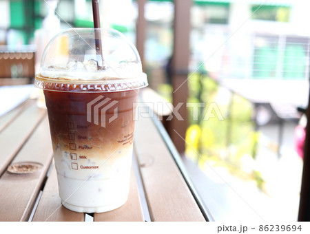 Ice coffee on table. Ice coffee on table. 86239694