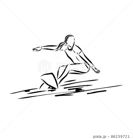 Surfer in wave brush ink sketch handdrawn serigraphy print 86239721